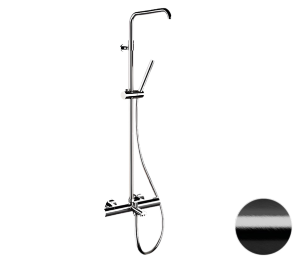 Душевая система термостатическая с изливом Remer Elegance EQ34A7MMSSOFCFP, черный брашированный хром