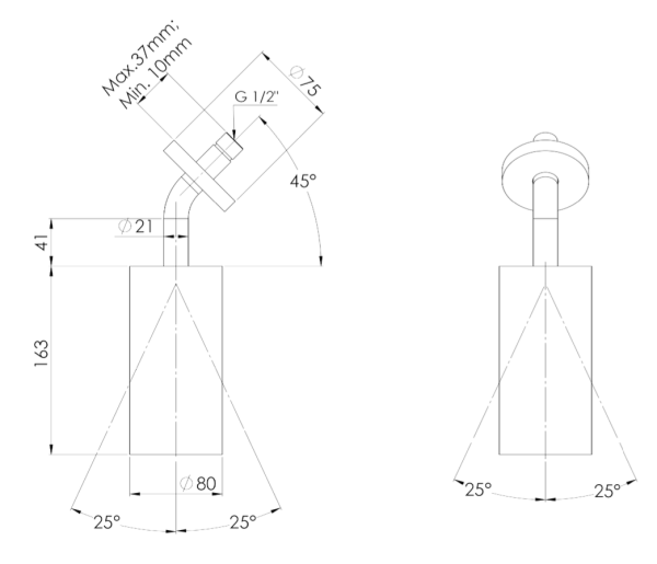 Верхний душ настенный Daniel Steel SS2A578LPCA, латунь брашированная PVD