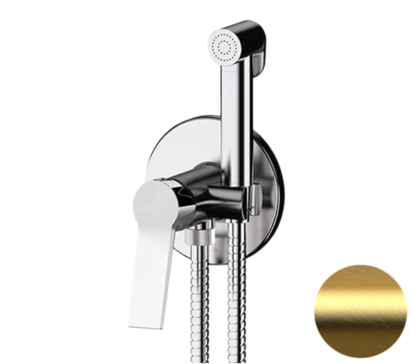 Гигиенический душ со смесителем Remer Slash SL65WBG, золото брашированное