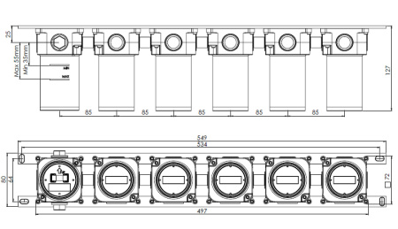 Скрытая часть на 5 выходов Remer WBOX98D5