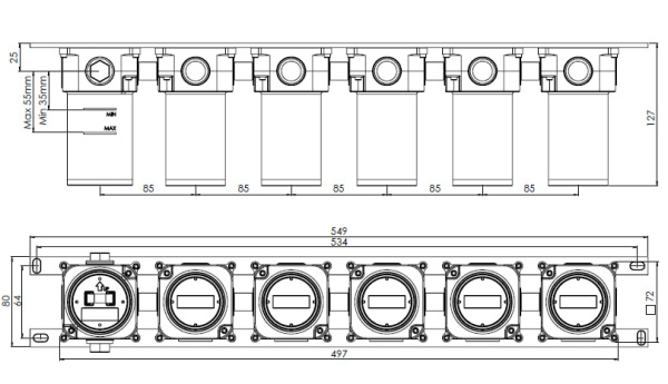 Скрытая часть на 5 выходов Remer WBOX98D5