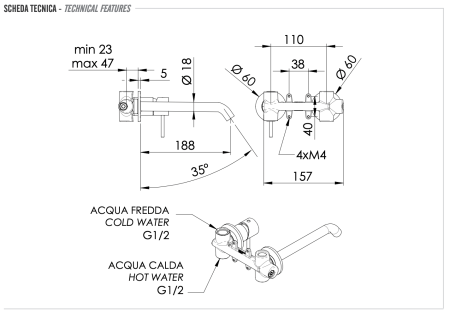 Смеситель для раковины Remer X Style INOX SSX15PL, нержавеющая сталь