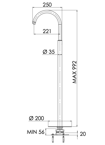 Излив напольный Daniel Swing S204708CR