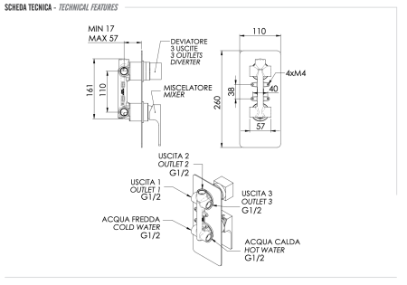 Смеситель для душа Remer Absolute AU93