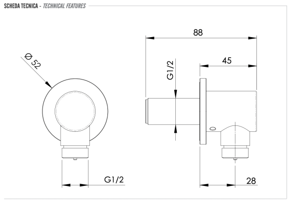 Шланговое подключение для душа Remer INOX SS309, нержавеющая сталь