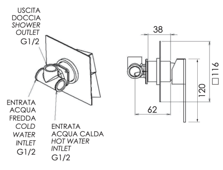 Смеситель для душа Remer Qubika Q30