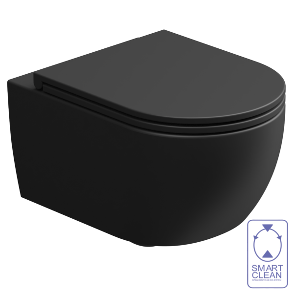 Чаша подвесного унитаза со смывом Smart Clean GSG Ceramic Design Like LKWCSO003, черный матовый