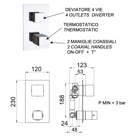 Смеситель термостатический для душа Remer Q-Elegance QT94