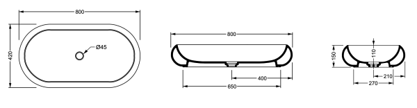 Раковина накладная 80x42 см GSG Ceramic Design Petra PELAV80029, Tortora Matt
