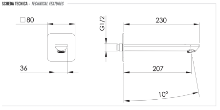 Излив настенный 23 см Remer Energy 91EYL