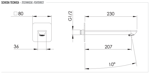 Излив настенный 23 см Remer Energy 91EYL