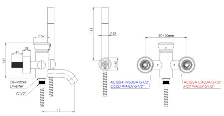 Смеситель для ванны Remer Element ET02BG, золото брашированное