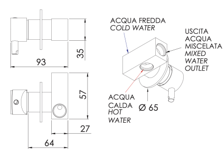 Смеситель для гигиенического душа Remer Minimal N63NO, черный матовый