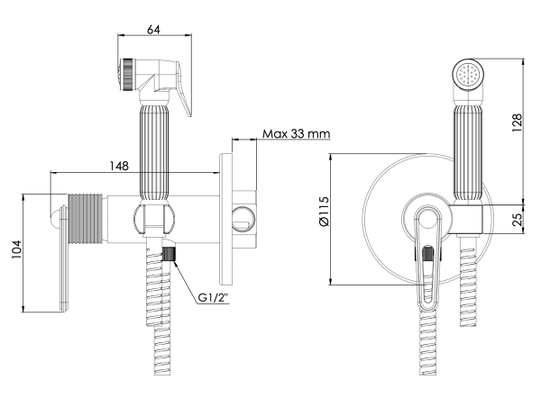 Гигиенический душ со смесителем Daniel Brooklyn BY645DCZCR