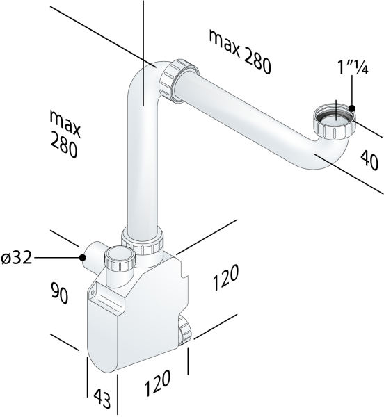 Cифон мебельный 1"1/4 OMP Tea 1650.500.5
