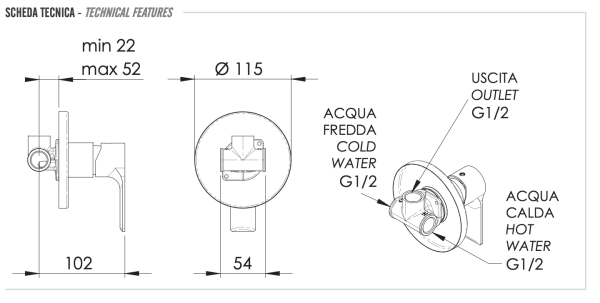 Смеситель для душа Remer Energy EY30BO, белый матовый