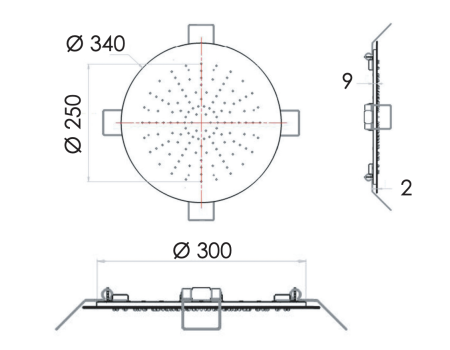 Верхний душ потолочный 34 см Remer 357EFM34