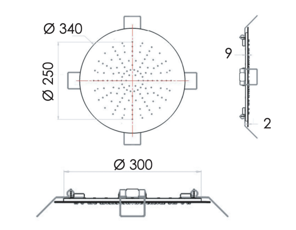 Верхний душ потолочный 34 см Remer 357EFM34NO, черный матовый