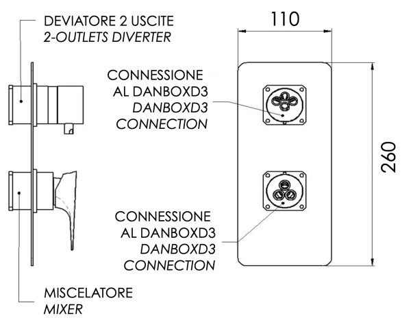 Смеситель для душа Daniel Diva DV612D3KB15, чёрный матовый