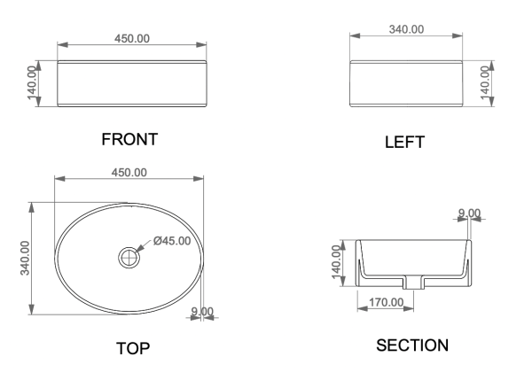 Раковина накладная 45х34 см GSG Ceramic Design Like LKLAVFSBF45001, белый матовый