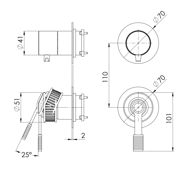 Смеситель для душа Remer Atelier AL92PWBDO, золото глянцевое