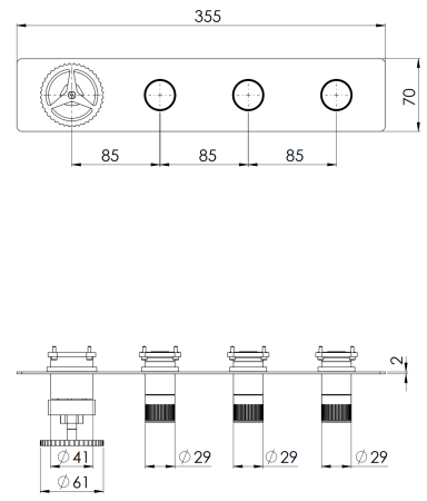 Смеситель для душа Remer Chrono CH98D3WBCFP, черный брашированный хром