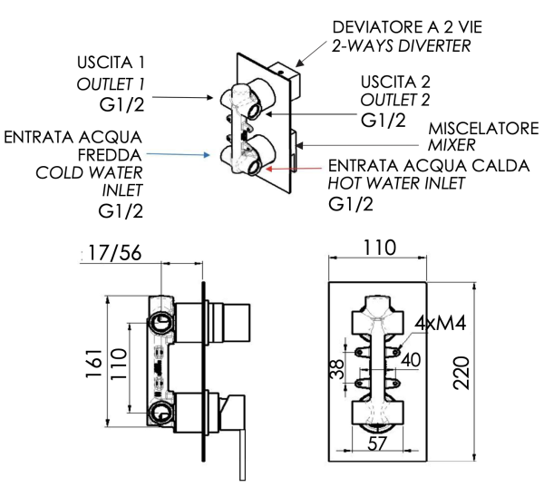 Смеситель для душа Remer Qubika Q92