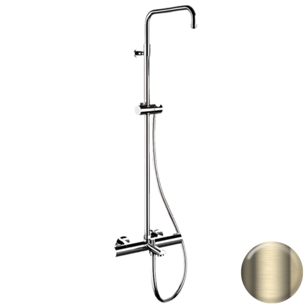 Душевая система термостатическая с изливом Remer Elegance EQ34ASSDCH, шампань брашированная PVD