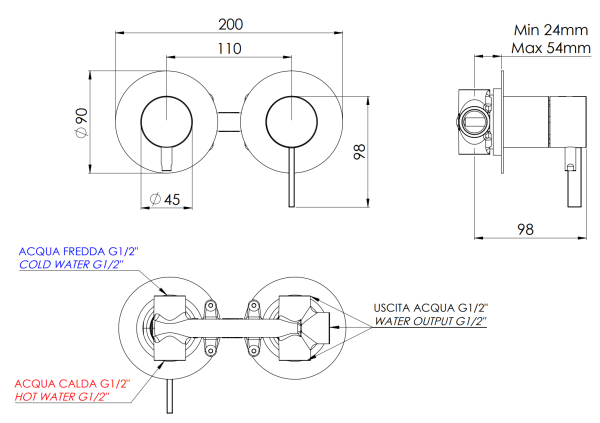 Смеситель для душа Remer Metrica MC93ZPXV, сталь