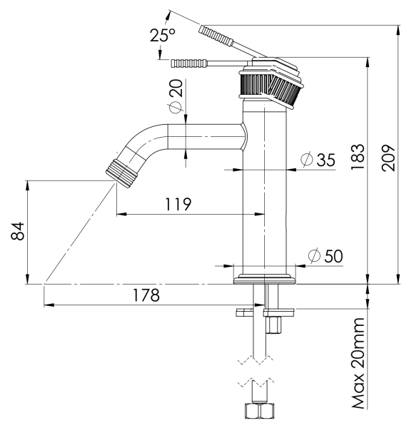 Смеситель для раковины Remer Atelier AL12BR, бронза масляная