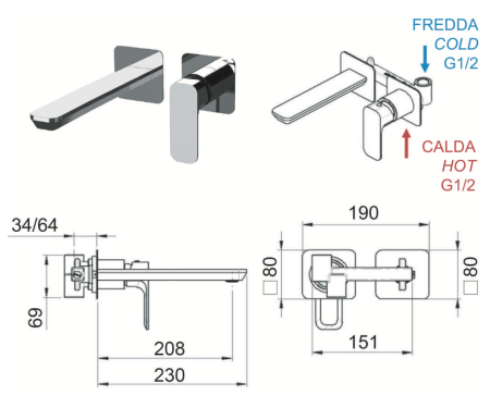 Смеситель для раковины Daniel Tiara TA632PL15, чёрный матовый