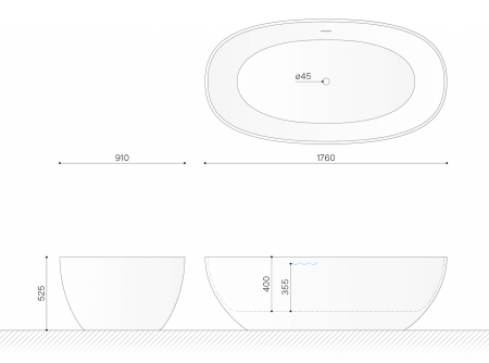 Ванна отдельностоящая 1760x910 мм Technova Ov VATO7, белый глянец