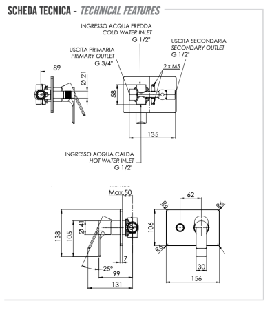 Смеситель для душа Remer Energy EY09HRG