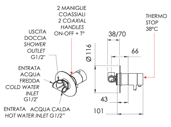 Смеситель термостатический для душа Remer Elegance NT30VO, состаренная латунь