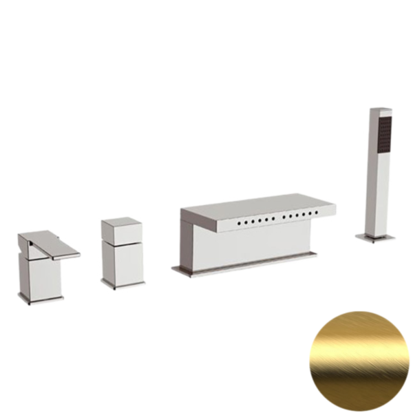 Смеситель для ванны Remer Qubika Q06BG, золото брашированное