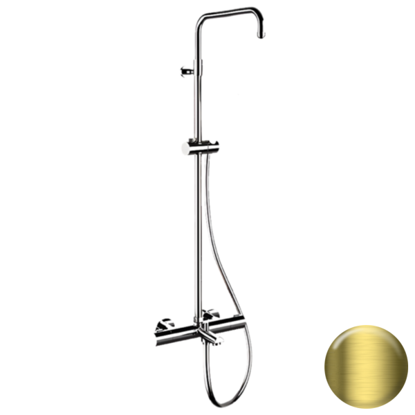 Душевая система термостатическая с изливом Remer Elegance EQ34ASSDHS, латунь брашированная PVD