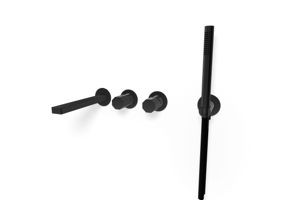 Смеситель для ванны Remer Ottagono ON53D2PWBGM, оружейная сталь PVD