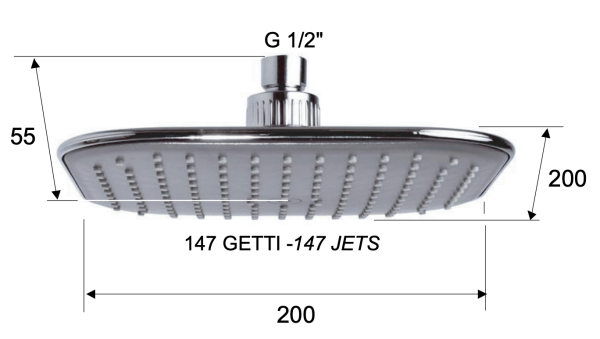 Верхний душ с шарнирным соединением 20 см Remer 354QIX