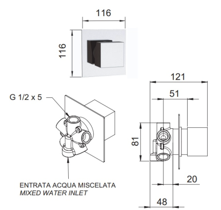 Дивертер на 5 выходов Remer Qubika Q34DEV5