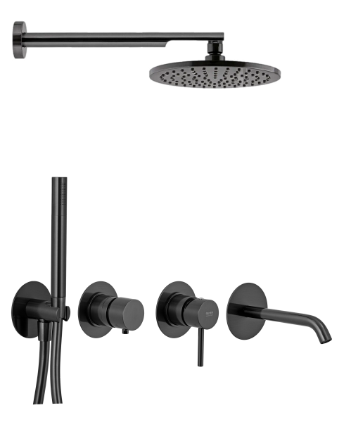 Душевая система Remer X Style X96D3SETCFP, черный брашированный хром