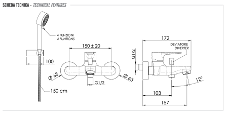 Смеситель для ванны Remer Winner W02
