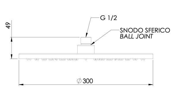 Верхний душ с шарнирным соединением 30 см Mariani B22STB0130, золото брашированное