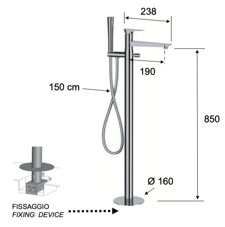 Смеситель для ванны Daniel Diva DV67815, чёрный матовый