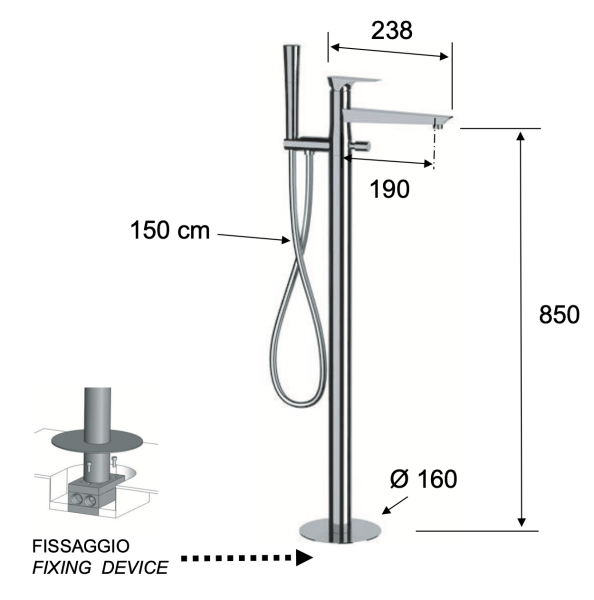 Смеситель для ванны Daniel Diva DV678DP, золото брашированное