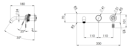 Смеситель для ванны Remer Atelier AL54D2WBCFP, черный брашированный хром
