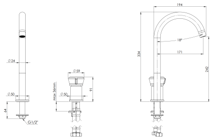Смеситель для раковины Remer Element ET57LBO, белый матовый