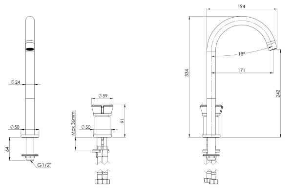 Смеситель для раковины Remer Element ET57LNO, черный матовый