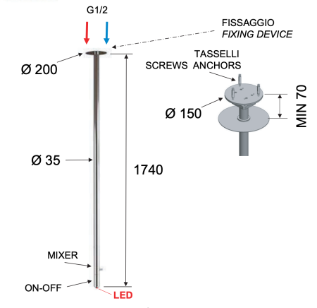 Смеситель для раковины с подсветкой 181 см Remer X Style NR17L