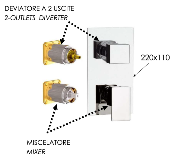 Смеситель для душа Daniel Skyline SK612D2KBDP, золото брашированное