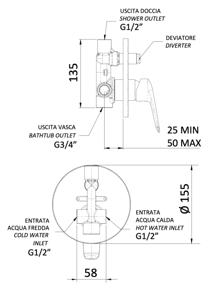Смеситель для душа Mariani Essenza B00173ES